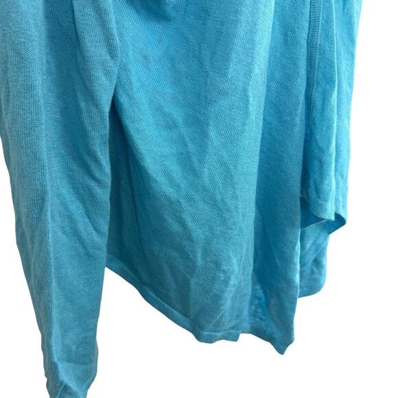 J Jill Womens Linen Cotton Blend Open Blue Cardigan Waterfall Sweater Open sz L - Picture 2 of 16